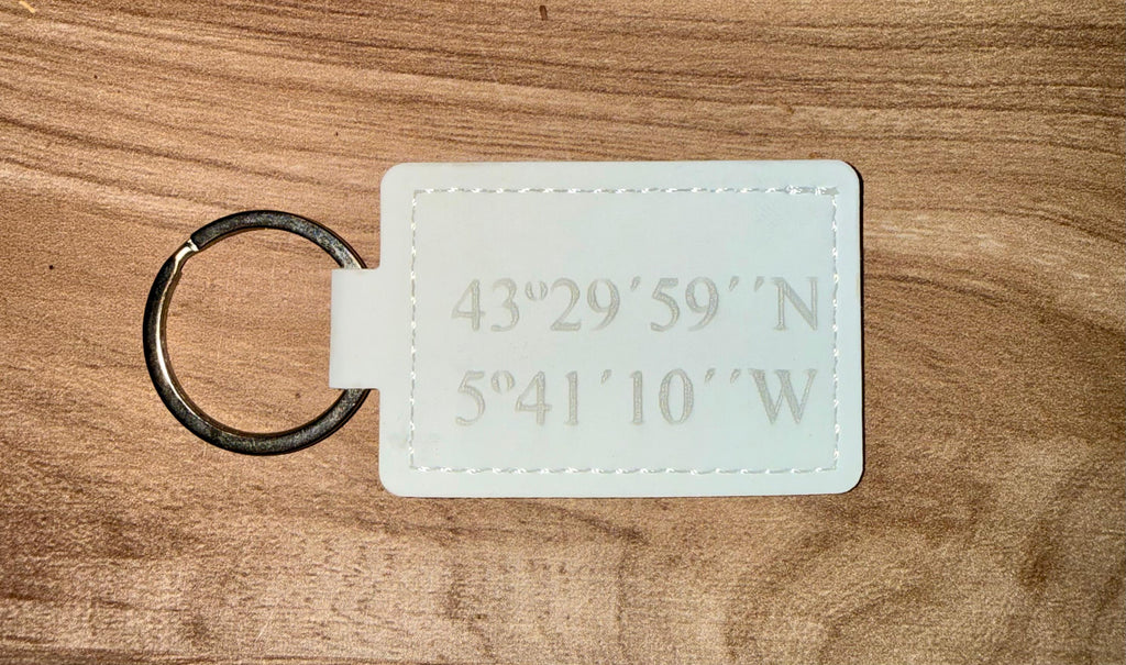 Llavero coordenadas en cuero