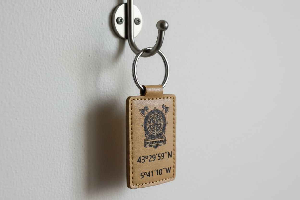 Llaveros personalizado Coordenadas en cuero